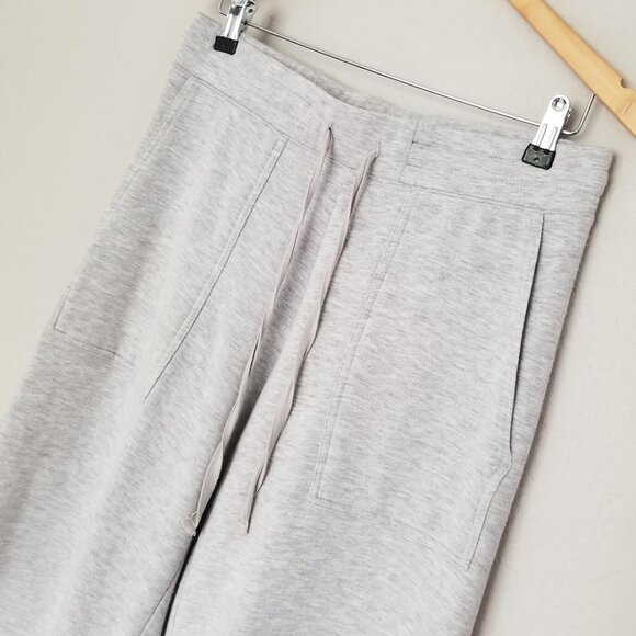 Quince SuperSoft Fleece Cropped Wide Leg Pants M Heather Gray Lounge Cozy Comfy - Picture 8 of 16